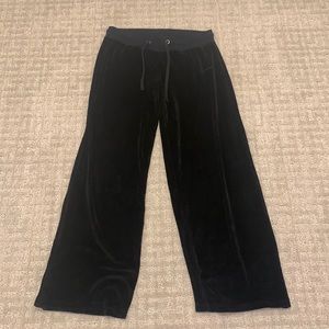 black velour low-rise track pants